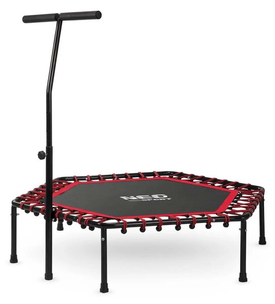 Neo-Sport fitness trampolin s ručkom 127 cm, šesterokutni, crveni