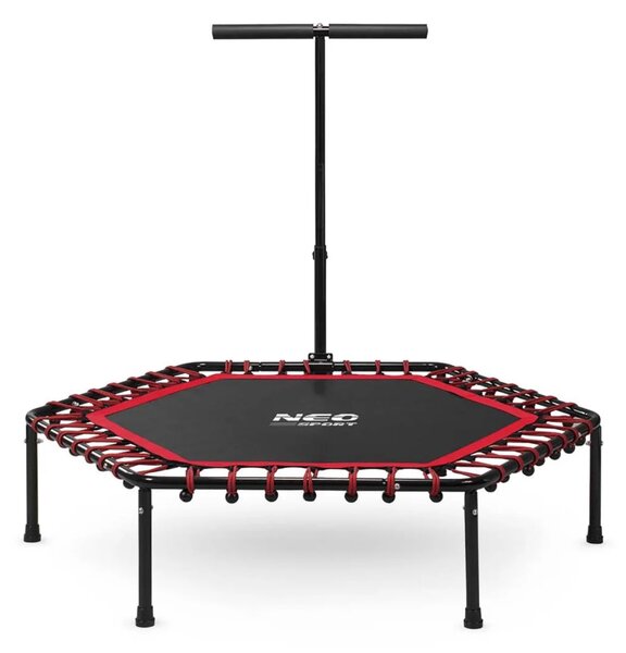 Neo-Sport fitness trampolin s ručkom 127 cm, šesterokutni, crveni