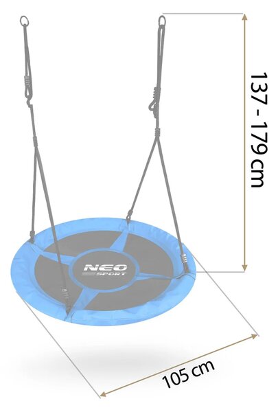 Dječja ljuljačka Neo-Sport Swingo ptičje gnijezdo, Ø 100 cm, siva