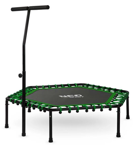 Neo-Sport fitness trampolin s ručkom 127 cm, šesterokutni, zeleni