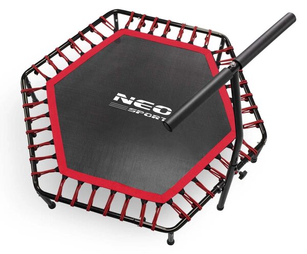Neo-Sport fitness trampolin s ručkom 127 cm, šesterokutni, crveni