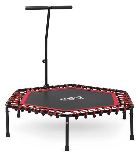 Neo-Sport fitness trampolin s ručkom 127 cm, šesterokutni, crveni