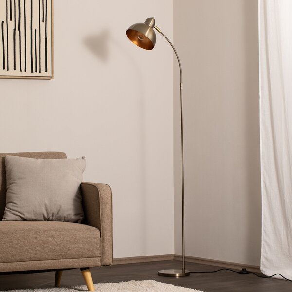 Opviq Varzan podna lampa, zlatna, metalna, visina 162 cm, E27, Zlato / mjed, Dnevni boravak/blagovaonica, Metal, Stanite zračeći prema dolje