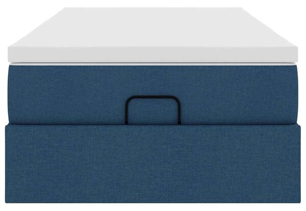Otomanski okvir kreveta s madraca plavi 90x200cm od tkanine - Plava / 90 x 200 cm