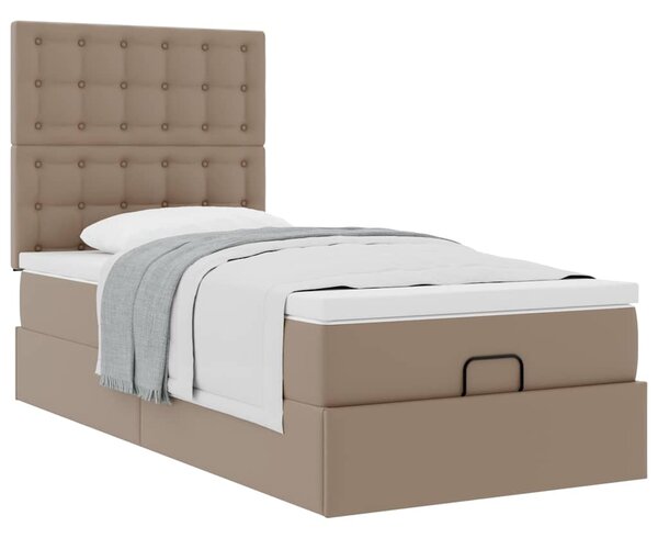 Otomanski krevet s madracem cappuccina 90x190cm umjetna koža - Smeđa / 90 x 190 cm