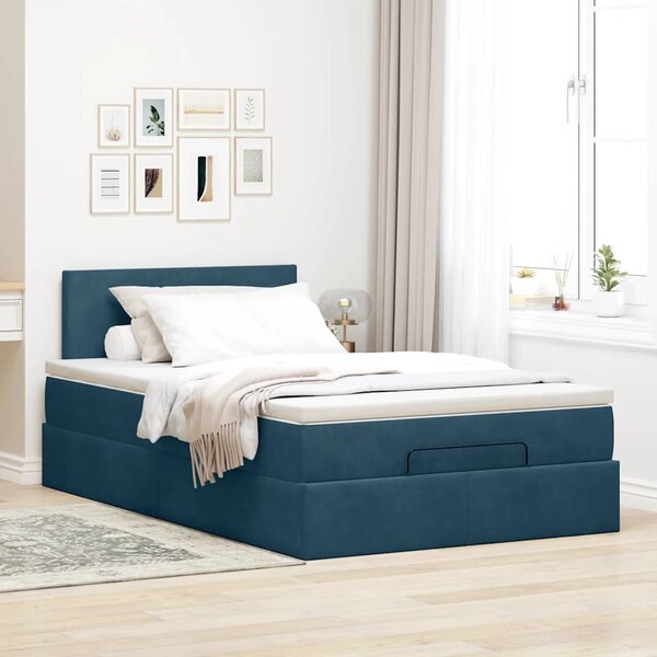 Otomanski krevet s madraca tamnoplavi 120x190 cm baršunasti - Plava / 120 x 190
