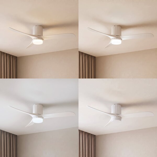 Novri LED stropni ventilator, bijeli, Ø 132 cm, CCT, tih - Lucande Lucande, Novri, Bijela, Dnevna soba, Plastika, Moderan