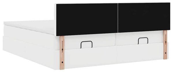 Okvir kreveta s madracima bijela 180x200 cm umjetna koža - Bijela / 180 x 200 cm