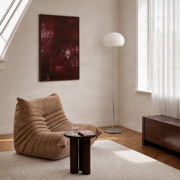 Podne Lampa NOLA, Owen, Bijela, Dnevna soba, Staklo, Moderan