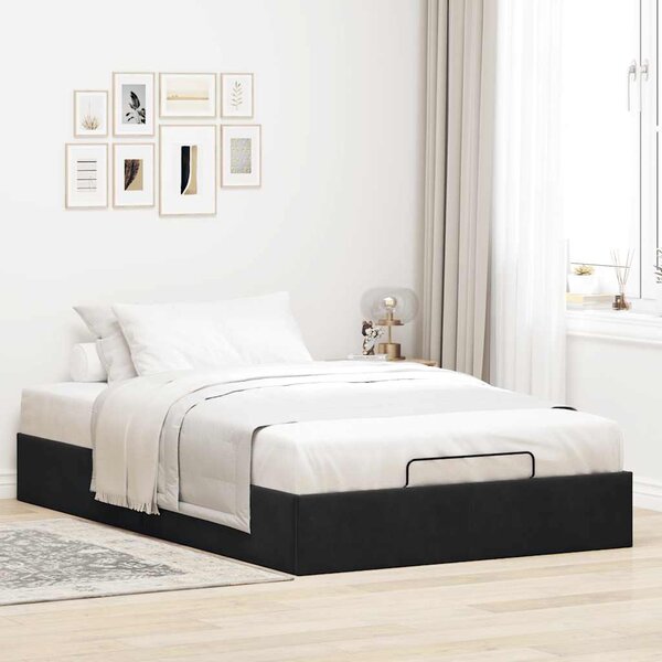 Otomanski okvir kreveta bez madraca crni 120x190 cm baršunasti - Crna / 120 x 190 cm