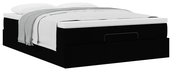 Otomanski krevet s madracem crni 140x190 cm umjetna koža - Crna / 140 x 190 cm