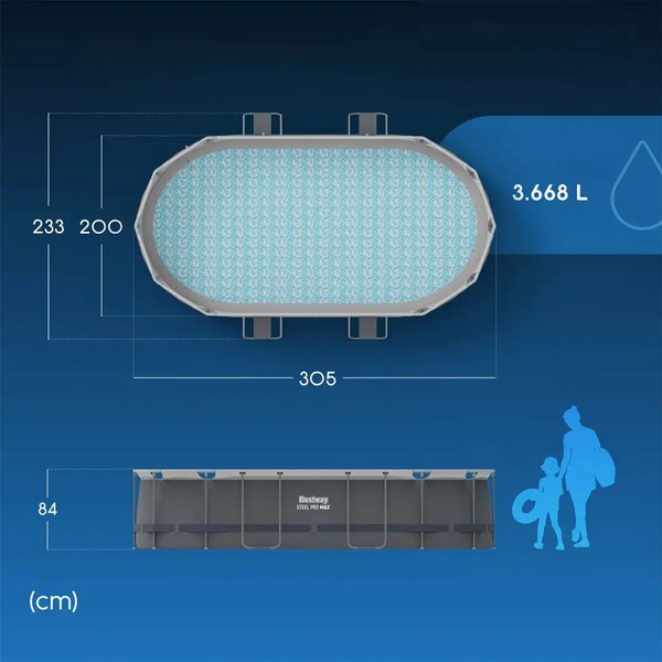 Bazen s okvirom 305 x 200 x 84 cm 10-u-1 Bestway 5614A
