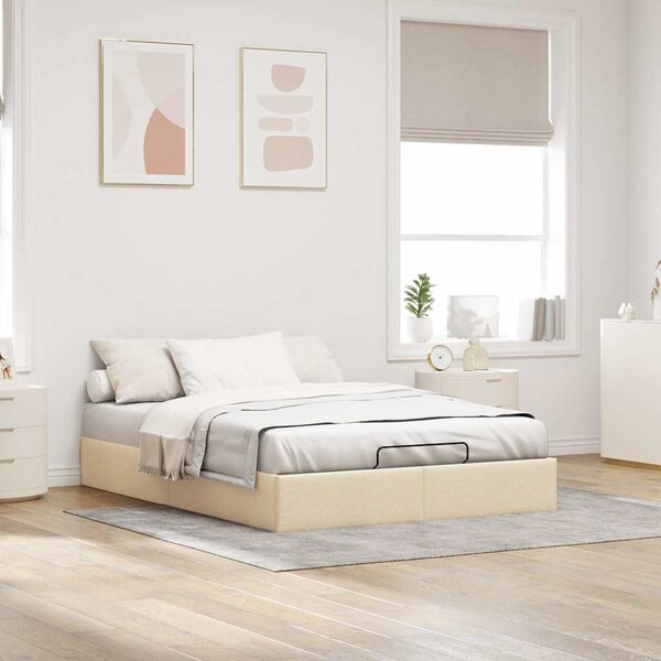 Otomanski okvir kreveta bez madraca krem 140x190 cm od tkanine - Krema / 140 x 190 cm