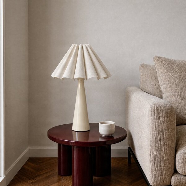 Stolne Lampa Lindby, Lotte, Bijela, Dnevna soba, Tkanina / tekstil, Moderan