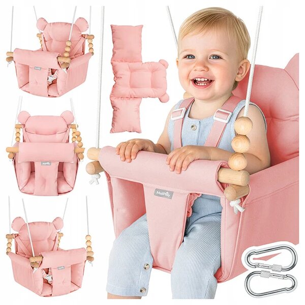 Dječja ljuljačka 3u1 - Baby swing pink