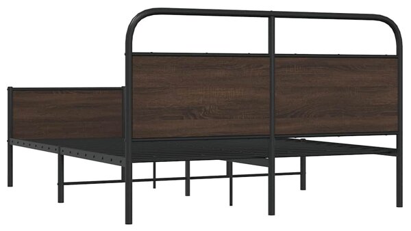 Metalni okvir kreveta bez madraca smeđa boja hrasta 150x200 cm - Smeđa / 150 x 200 cm