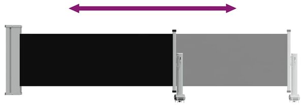 Uvlačiva bočna tenda za terasu 60 x 300 cm crna - Crna / 60 x 300 cm