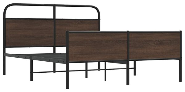 Metalni okvir kreveta bez madraca smeđa boja hrasta 150x200 cm - Smeđa / 150 x 200 cm