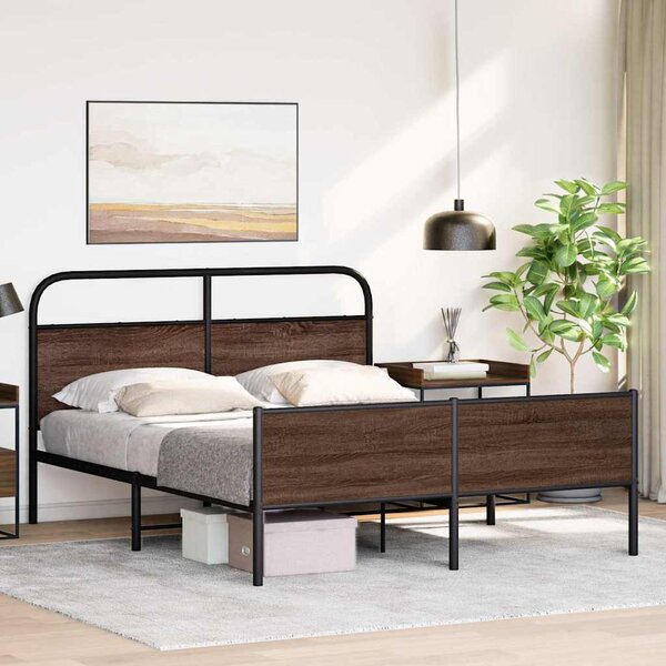 Metalni okvir kreveta bez madraca smeđa boja hrasta 150x200 cm - Smeđa / 150 x 200 cm