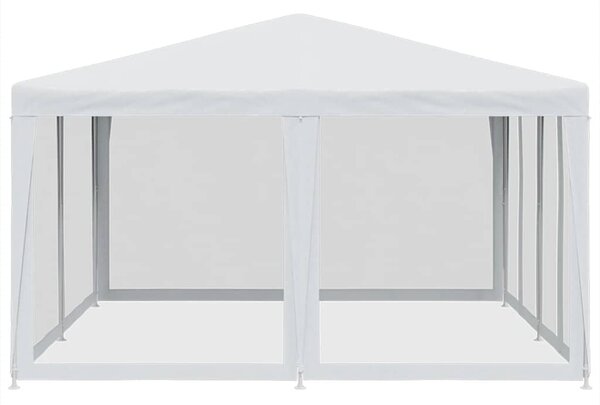 Šator za zabave s 8 mrežasta bočna zida bijeli 4 x 4 m HDPE - Bijela / 4 x 4 m