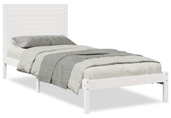 Dugi okvir kreveta bez madraca bijeli 90 x 210 cm masivno drvo - Bijela / 90 x 210 cm