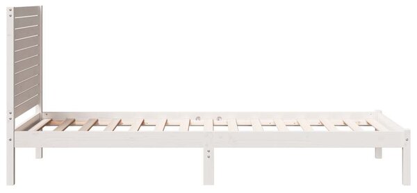 Dugi okvir kreveta bez madraca bijeli 90 x 210 cm masivno drvo - Bijela / 90 x 210 cm