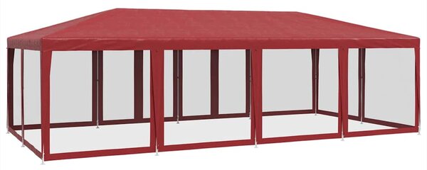 Šator za zabave s 12 mrežastih bočnih zidova crveni 8x4 m HDPE - Crvena / 8 x 4 m