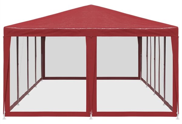 Šator za zabave s 12 mrežastih bočnih zidova crveni 8x4 m HDPE - Crvena / 8 x 4 m