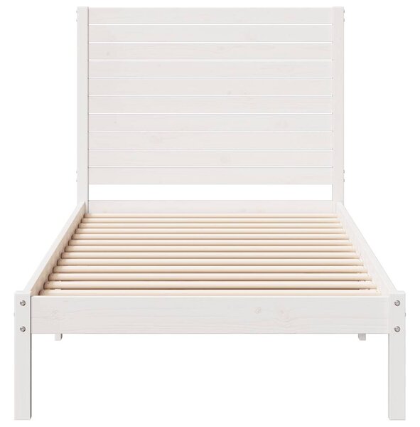 Dugi okvir kreveta bez madraca bijeli 90 x 210 cm masivno drvo - Bijela / 90 x 210 cm