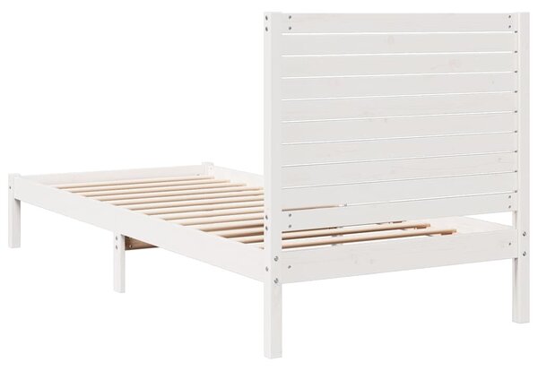 Dugi okvir kreveta bez madraca bijeli 90 x 210 cm masivno drvo - Bijela / 90 x 210 cm