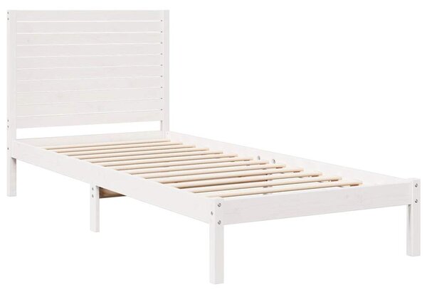 Dugi okvir kreveta bez madraca bijeli 90 x 210 cm masivno drvo - Bijela / 90 x 210 cm