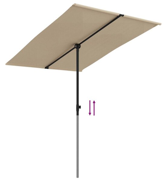 Vrtni suncobran s aluminijskim stupom 2 x 1,5 m smeđe-sivi - Tupe / 200 x 150 cm