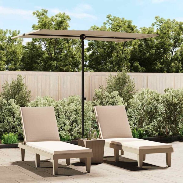 Vrtni suncobran s aluminijskim stupom 2 x 1,5 m smeđe-sivi - Tupe / 200 x 150 cm