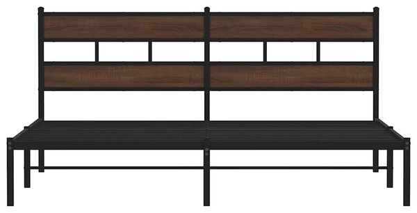 Okvir kreveta bez madraca s uzglavljem boja hrasta 180x200 cm - Smeđa / 180 x 200 cm