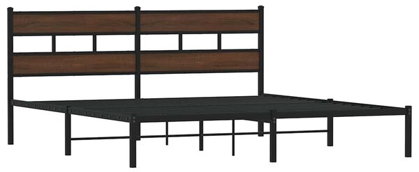 Okvir kreveta bez madraca s uzglavljem boja hrasta 180x200 cm - Smeđa / 180 x 200 cm