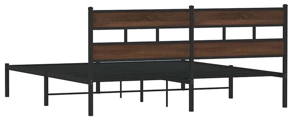 Okvir kreveta bez madraca s uzglavljem boja hrasta 180x200 cm - Smeđa / 180 x 200 cm