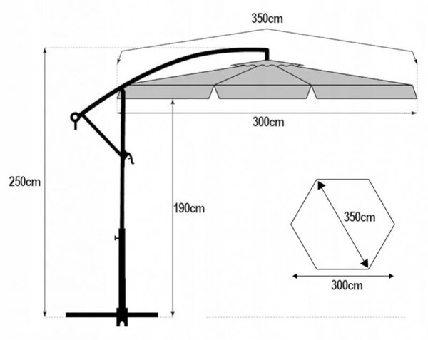 Vrtni suncobran s rasvjetom - 350cm Sunny Nights