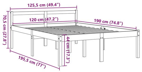 Krevet za starije osobe voštano smeđi 120 x 190 cm od borovine - Smeđa / 120 x 190 cm
