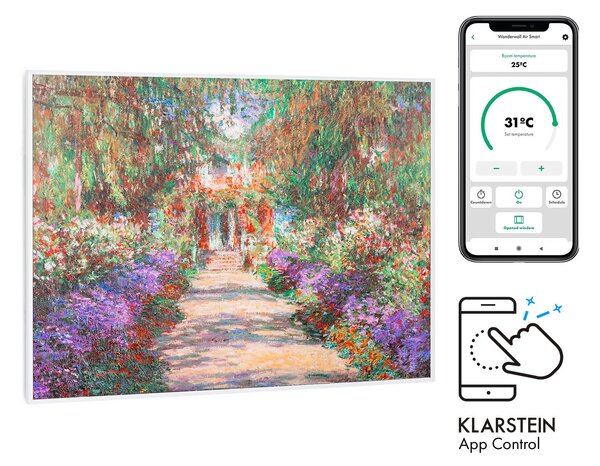 Klarstein Wonderwall Air Art Smart, infracrveni grijač, 80 x 60 cm, 500 W, vrtna staza