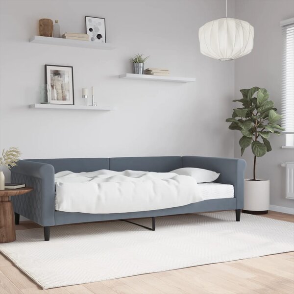 Dnevni krevet s madracem tamnosivi 100 x 200 cm baršunasti - Siva / 100 x 200 cm