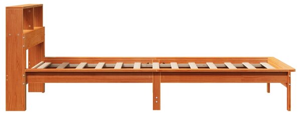 Krevet s regalom za knjige bez madraca 90 x 190 cm od borovine - Smeđa / 90 x 190 cm