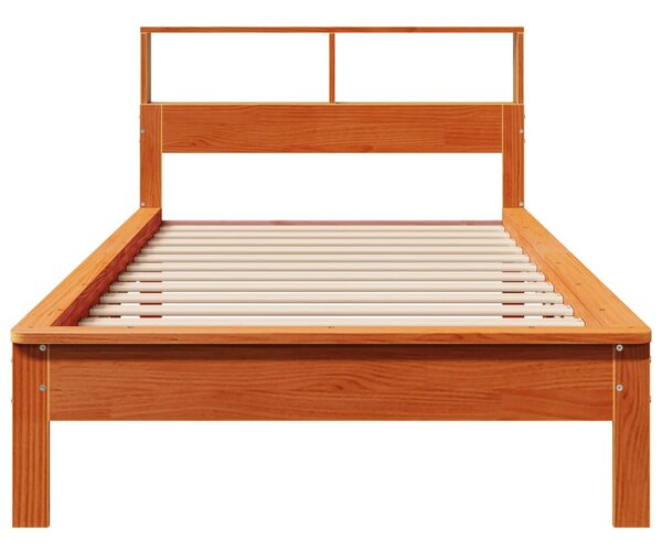 Krevet s regalom za knjige bez madraca 90 x 190 cm od borovine - Smeđa / 90 x 190 cm