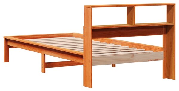 Krevet s regalom za knjige bez madraca 90 x 190 cm od borovine - Smeđa / 90 x 190 cm