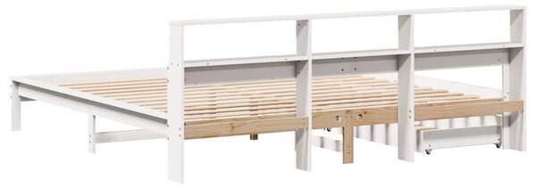 Krevet s regalom z knjige bez madraca bijeli 200x200cm borovina - Bijela / 200 x 200cm