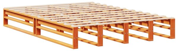 Krevet s regalom za knjige bez madraca 135x190 cm masivno drvo - Smeđa / 135 x 190 cm