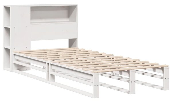 Krevet s regalom za knjige bez madraca bijeli 75x190 cm od drva - Bijela / 75 x 190 cm