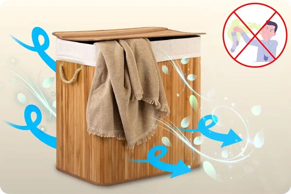Košara za rublje od bambusa s poklopcem 150 l Massido
