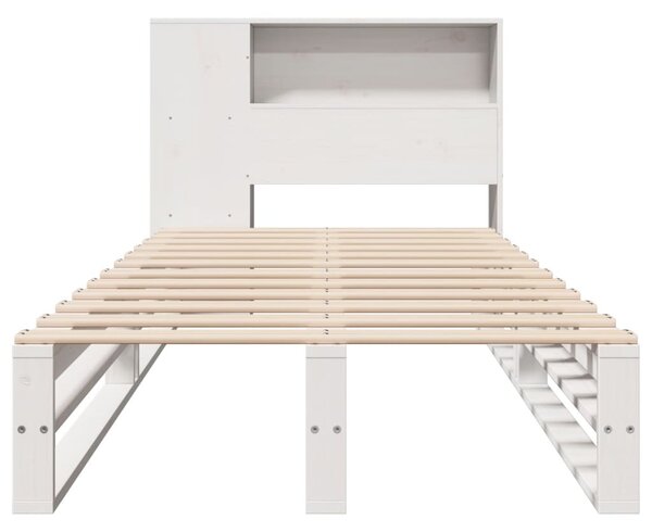 Krevet s regalom za knjige bez madraca bijeli 75x190 cm od drva - Bijela / 75 x 190 cm