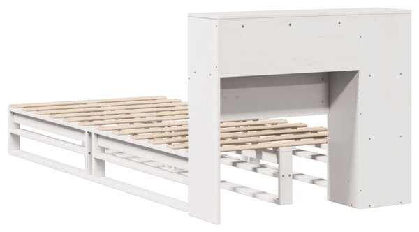 Krevet s regalom za knjige bez madraca bijeli 75x190 cm od drva - Bijela / 75 x 190 cm