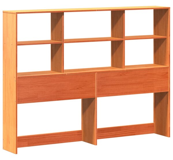 Krevet s regalom za knjige bez madraca 120 x 190 cm od borovine - Smeđa / 120 x 190 cm